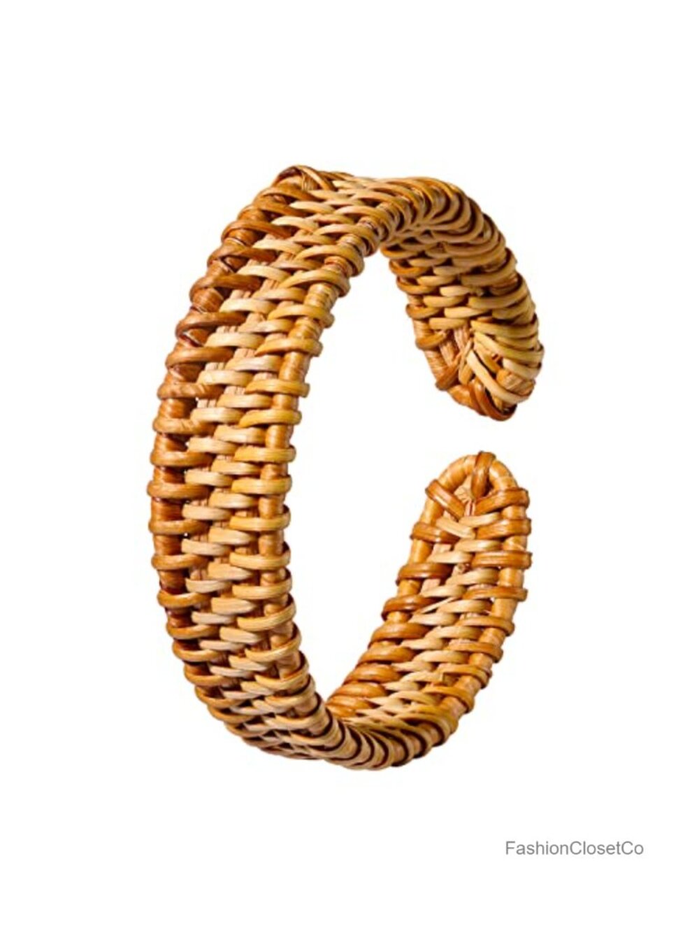 Handwoven Rattan Cuff Bangle Bracelet Bohemian Summer Jewelry